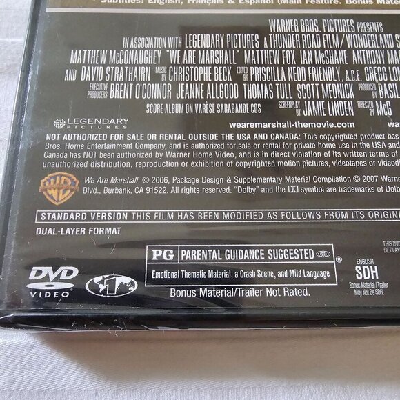 New Matthew McConaughey "We Are Marshall" Full Screen Edition DVD - Picture 5 of 6